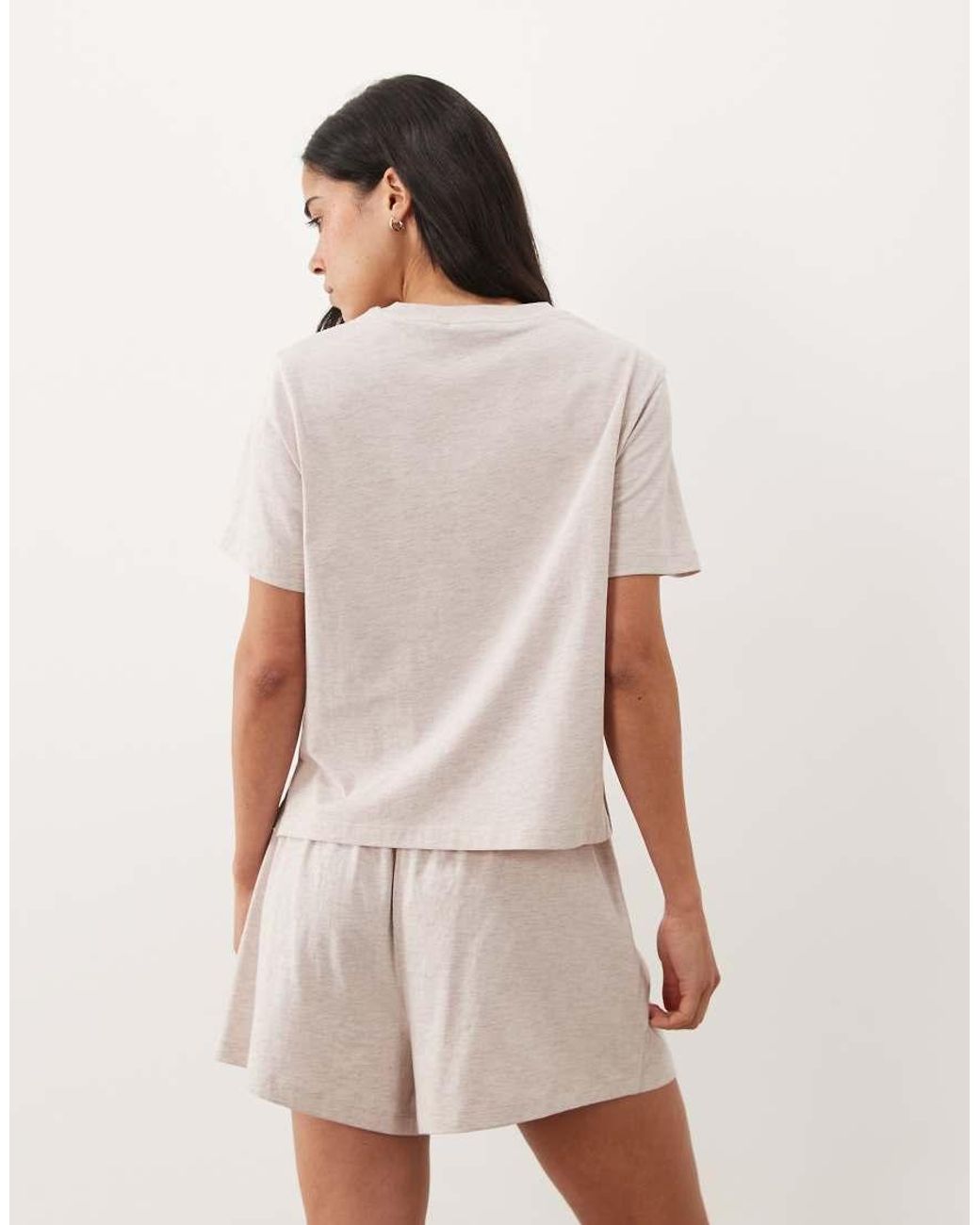 ASOS Natural Mix & Match Cotton Pyjama Oversized Tee With Side Splits