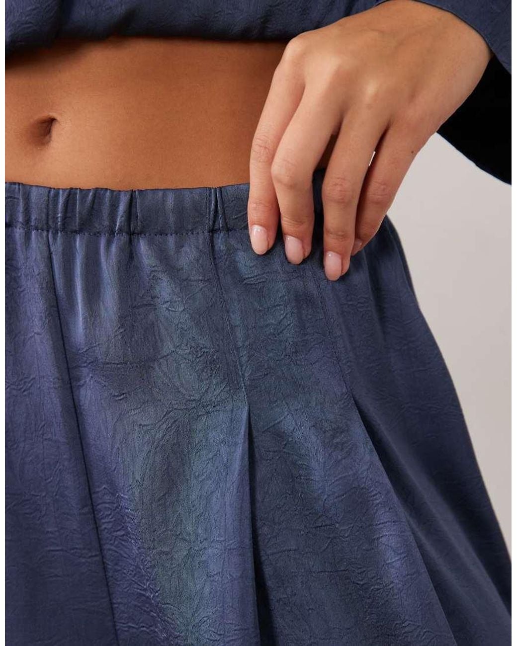 ASOS Blue Satin Pleated Balloon Trousers
