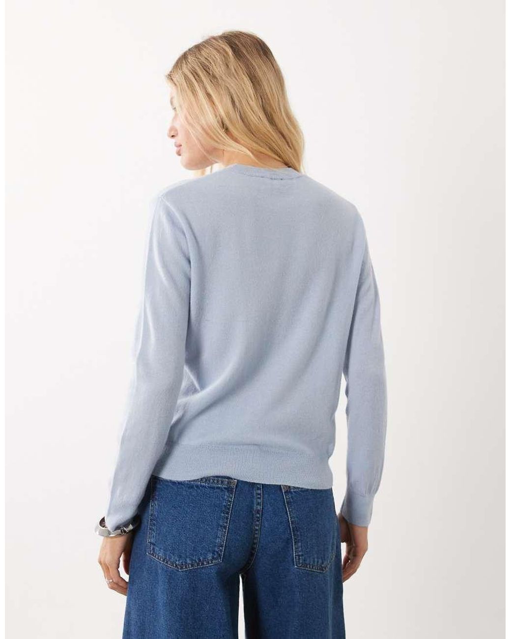 Mango Blue 100% Wool Round Neck Jumper