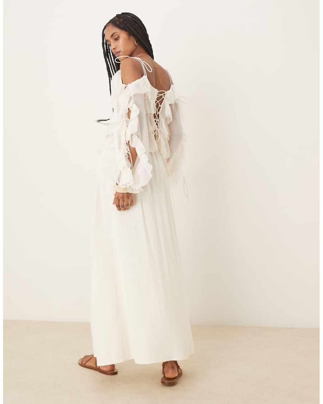 ASOS Natural Linen Blend A-line Maxi Skirt