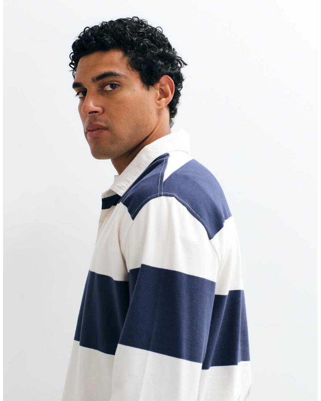 Abercrombie & Fitch Blue Long Sleeve Rugby Polo for men