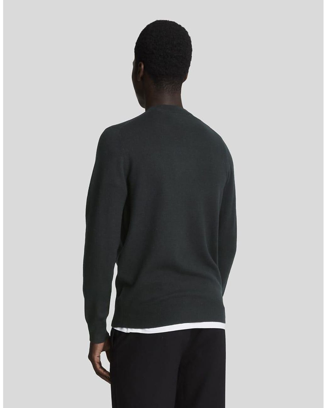 Lyle & Scott Black Mid Knits Tonal Eagle Lambswool Crew Neck Jumper for men