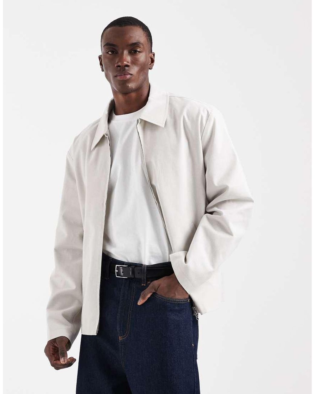 ASOS White Oversized Harrington Jacket for men