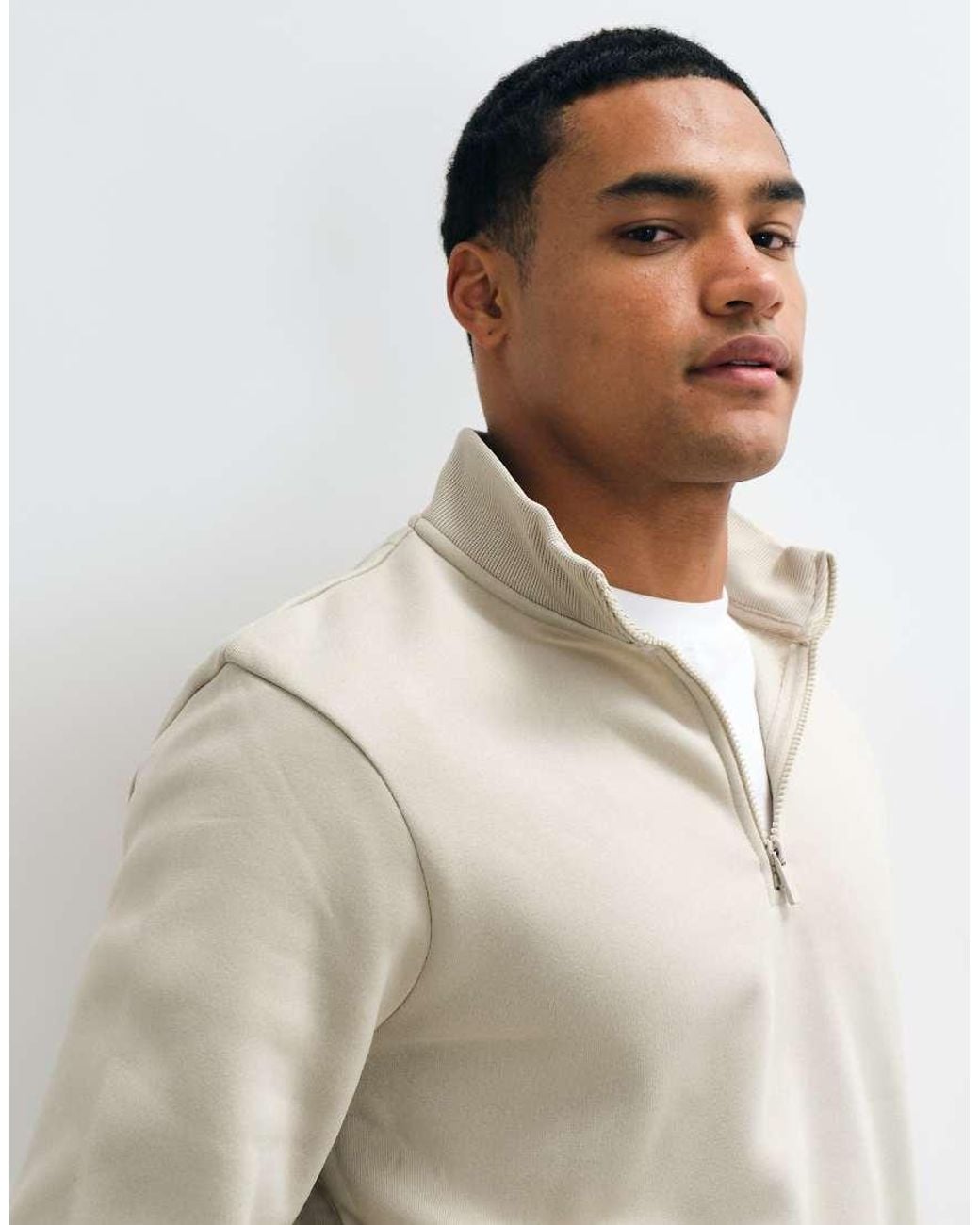 Brave Soul Natural 1/4 Zip Sweatshirt for men