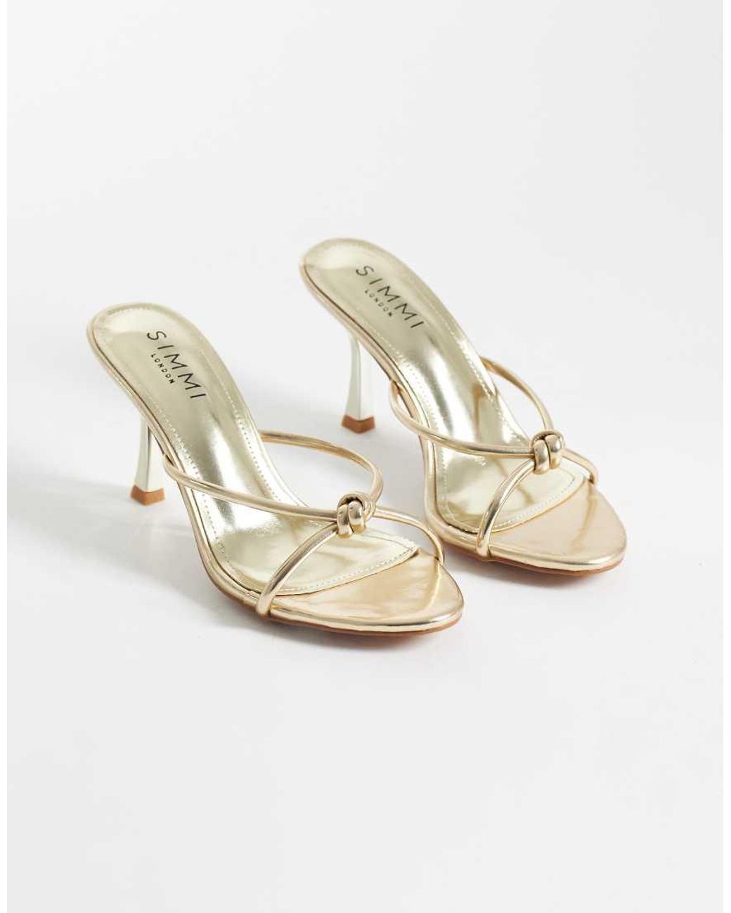 SIMMI Natural Simmi London Maribel Heeled Mule Sandals With Knot