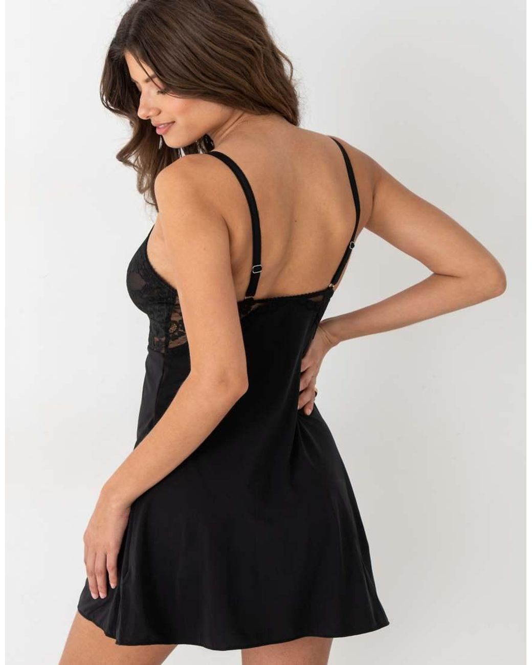 Pour Moi Black Fleur Lace Chemise