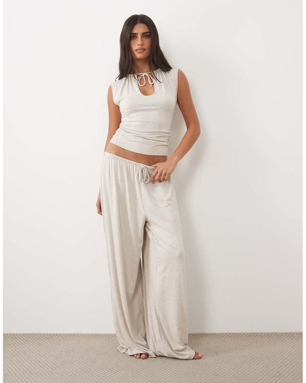 Gina Tricot White Co-ord Key Hole Detail Cami Top