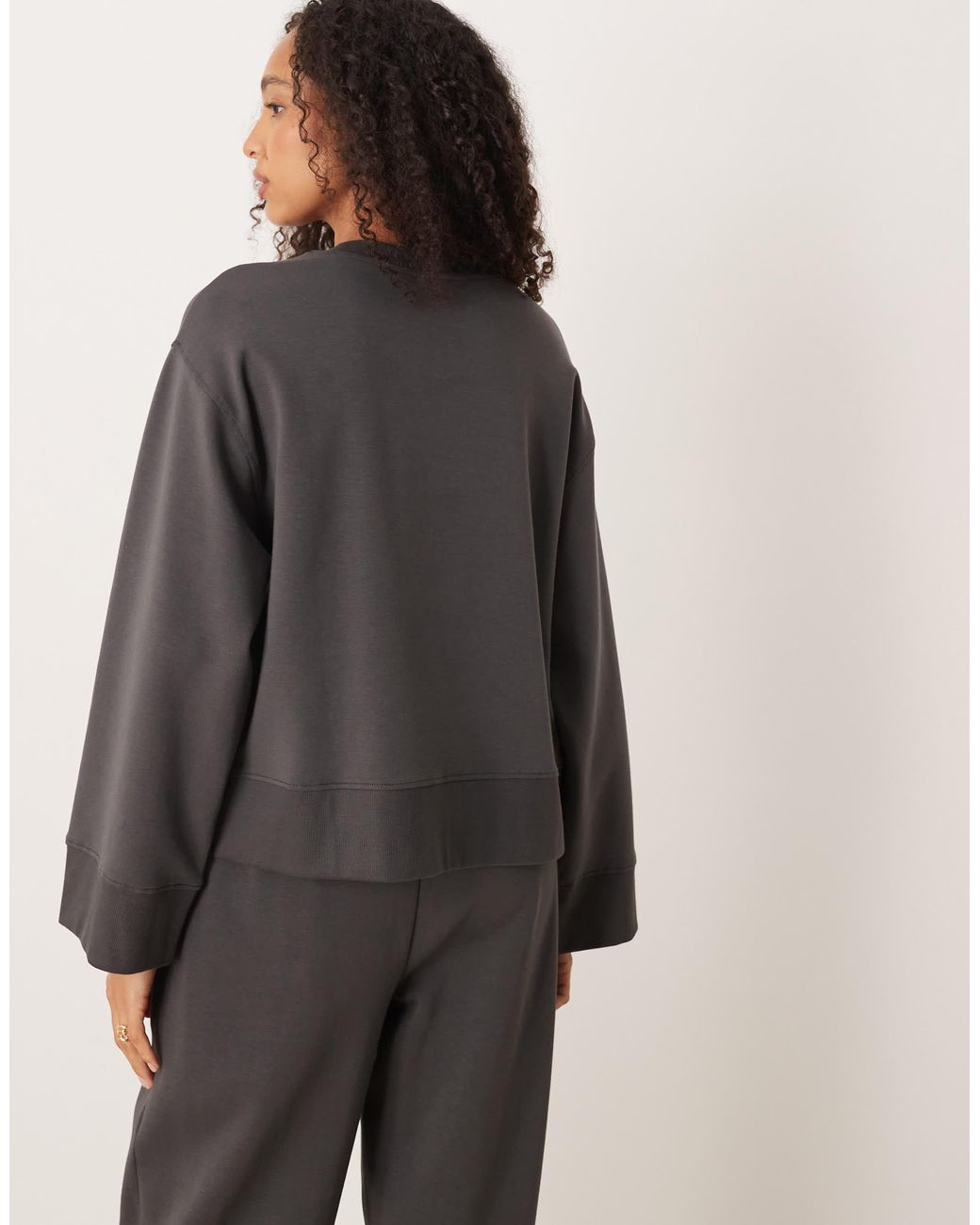ASOS Gray Interlock Oversized Crew Neck Top