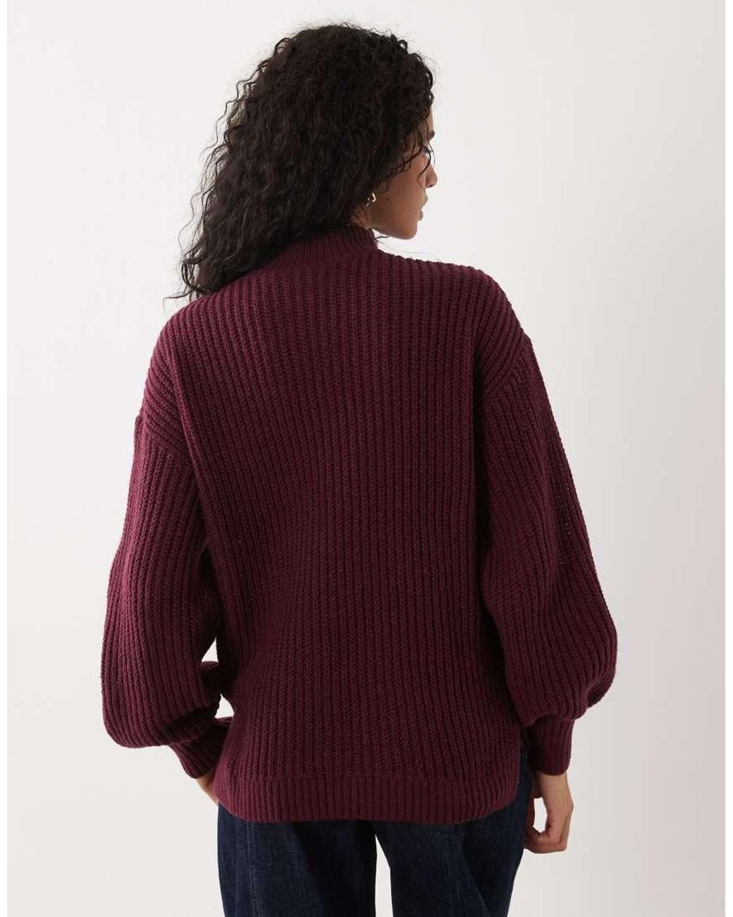 Vila Red High Neck Oversized Chunky Knit Jumper