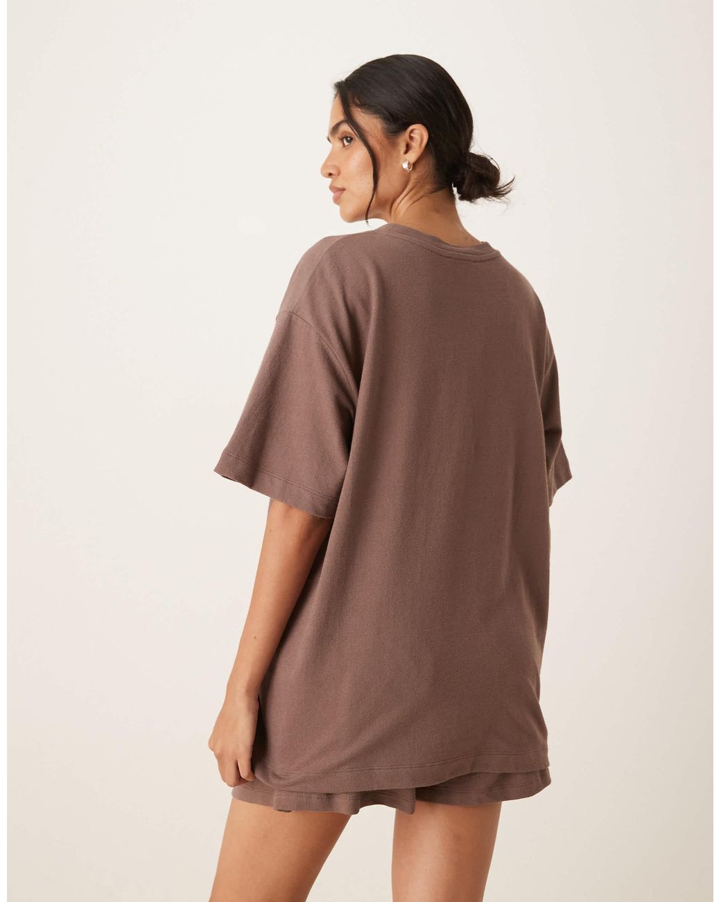 ASOS Brown – strukturiertes oversize-t-shirt aus strick