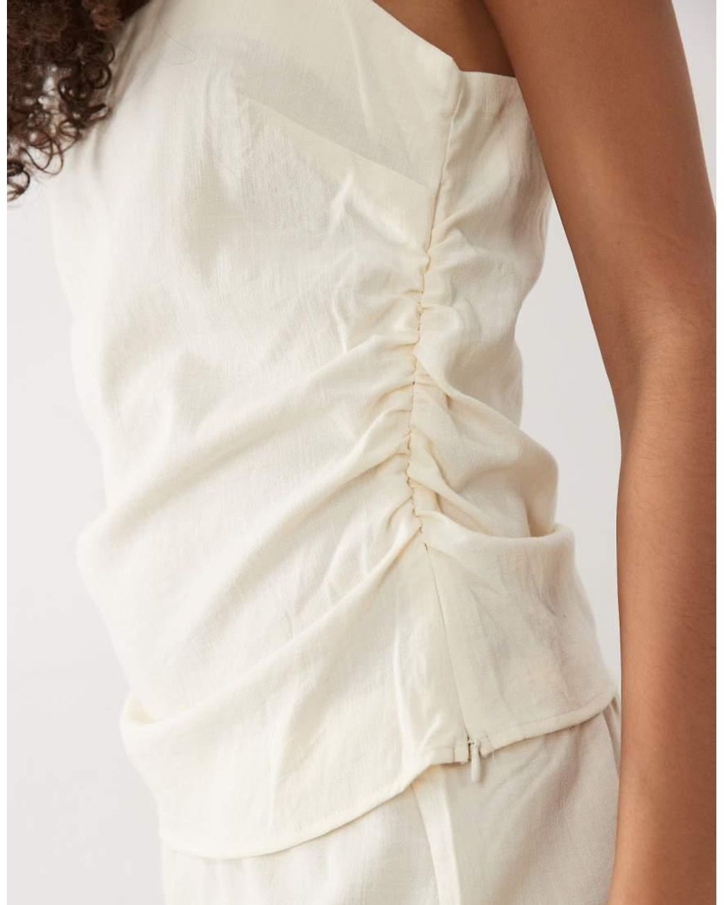 Mango Natural Riga Strappy Ruched Side Top