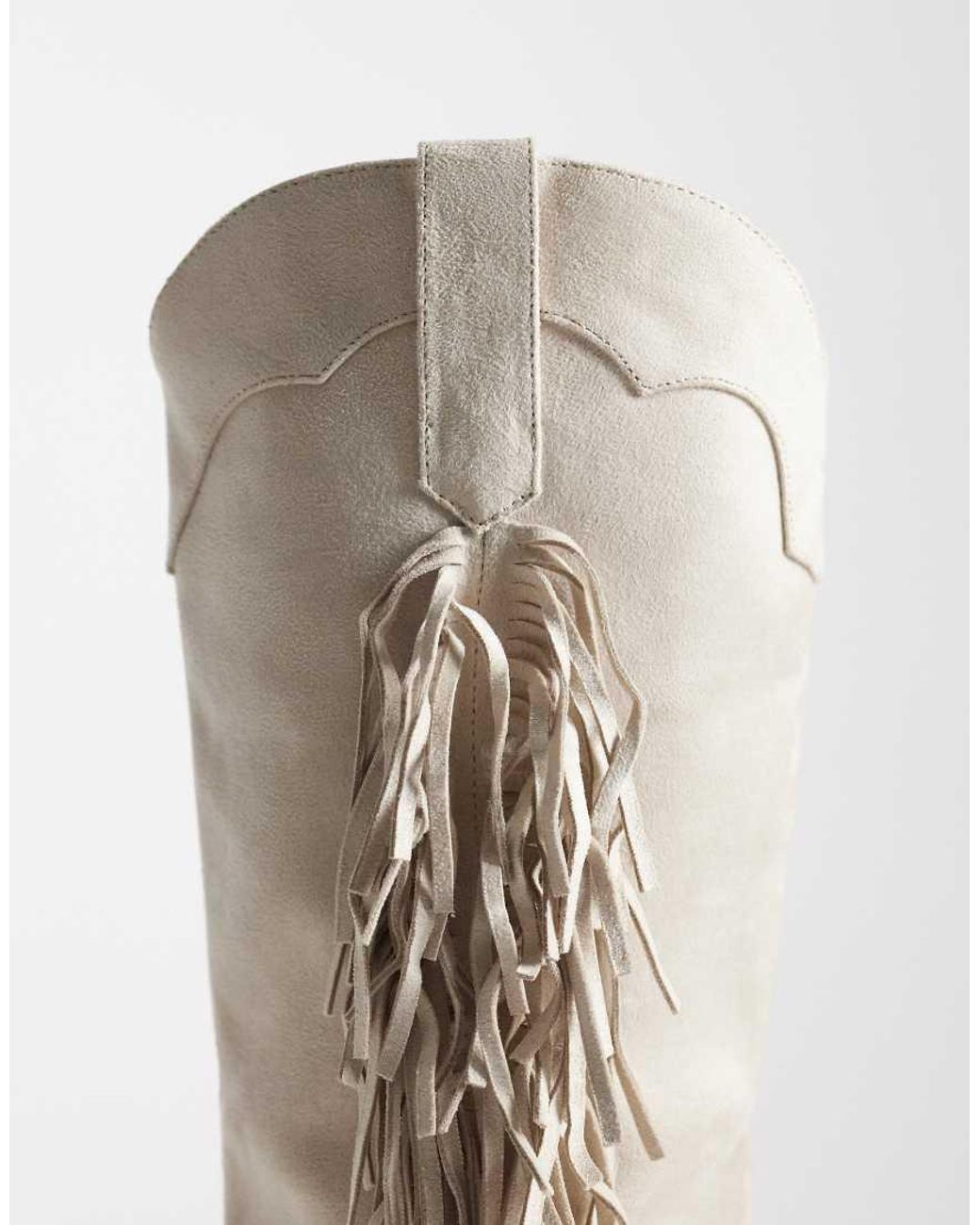 Glamorous White Western Fringe Knee Boots