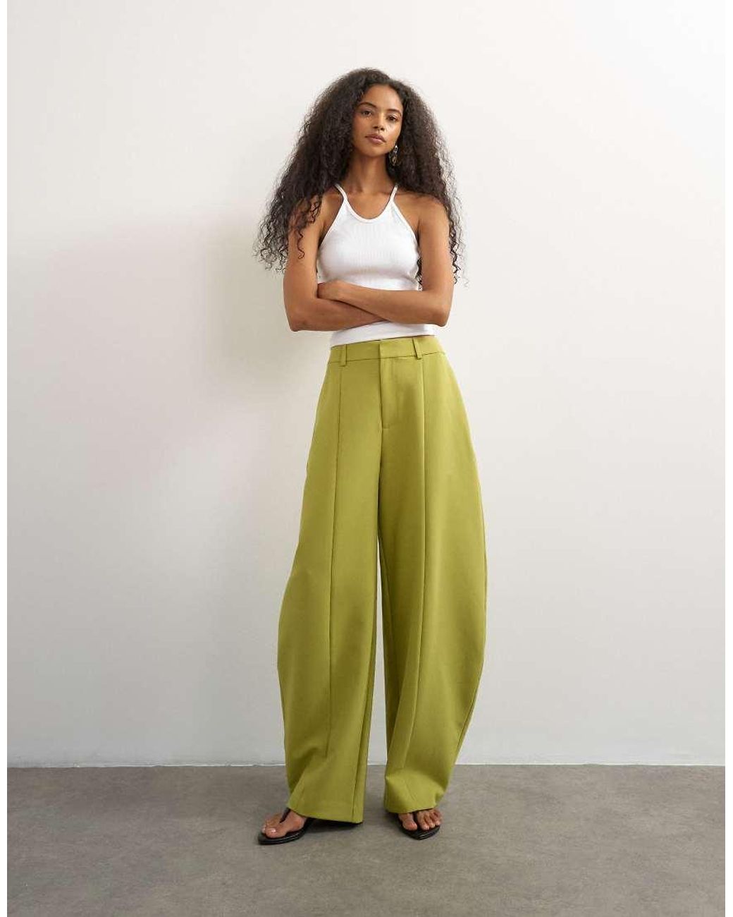 TOPSHOP Green Co Ord Barrel Trousers