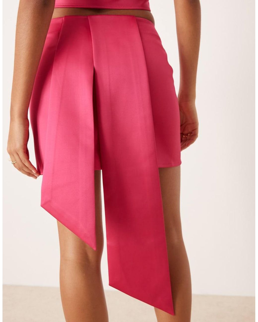 ASOS Pink Sash Detail Satin Mini Skirt