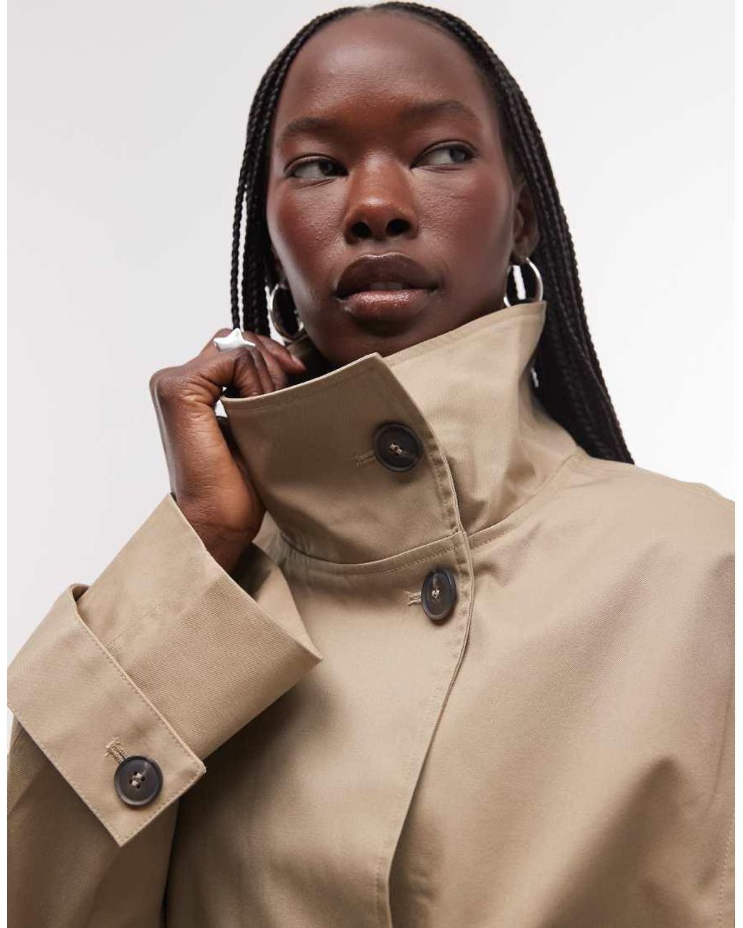Weekday Natural Short Trench With Funnel Neck Coat