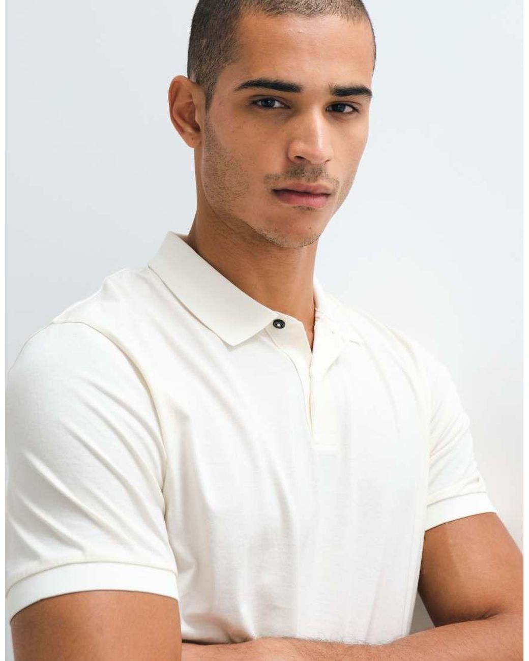 Gant White Pima Short Sleeve Polo for men