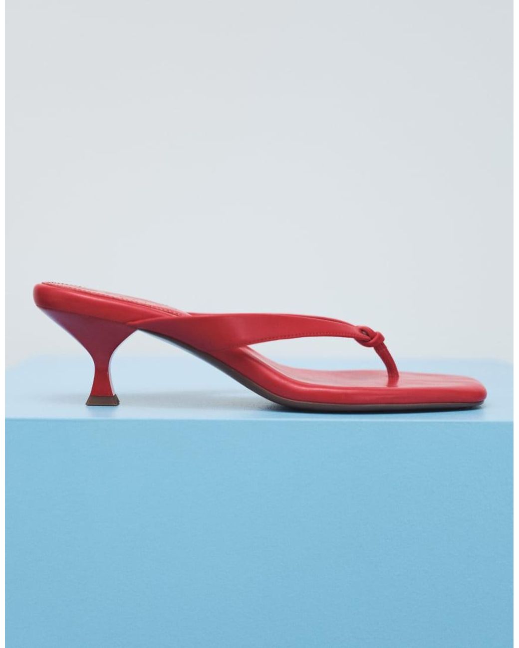 ASOS Red Havana Toe Thong Kitten Heel Sandals