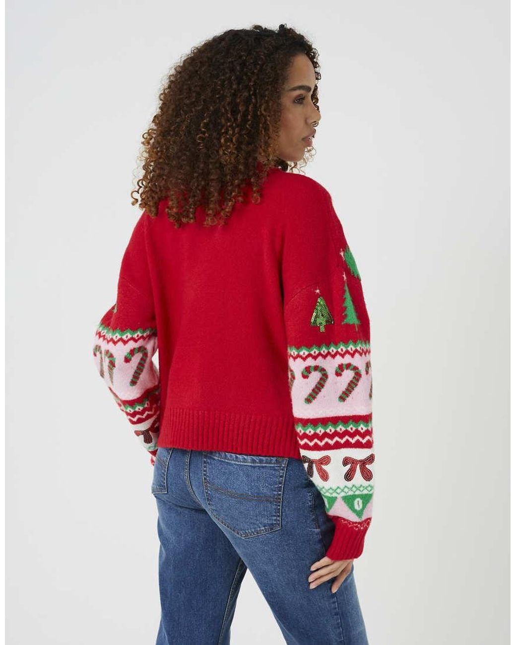 Brave Soul Red Festive Jacquard Knit Christmas Cardigan