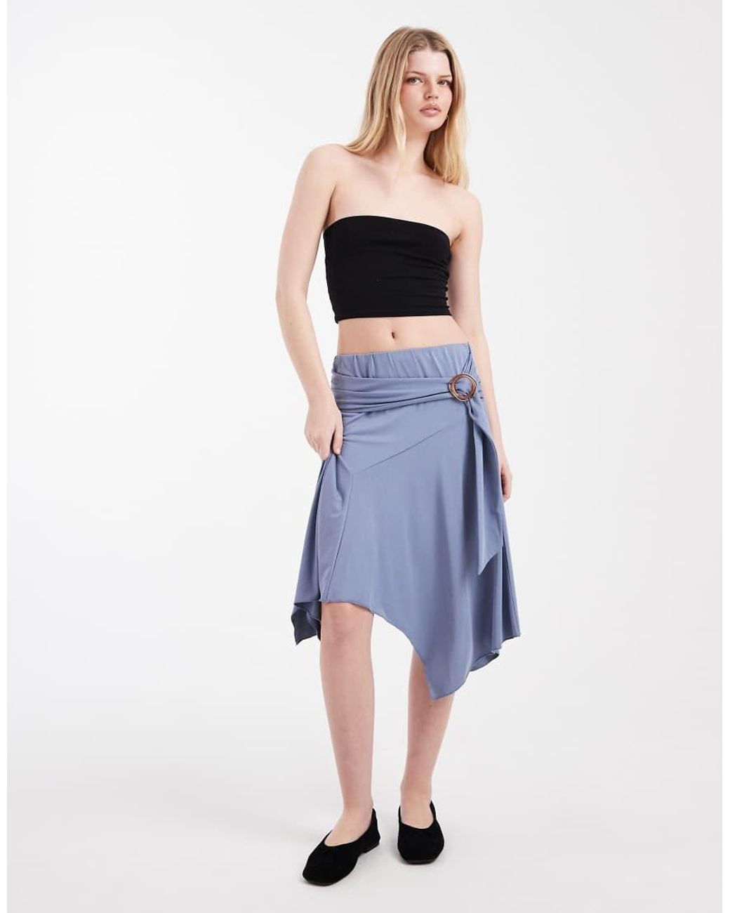 Cotton On Blue Belted Midi Skirt