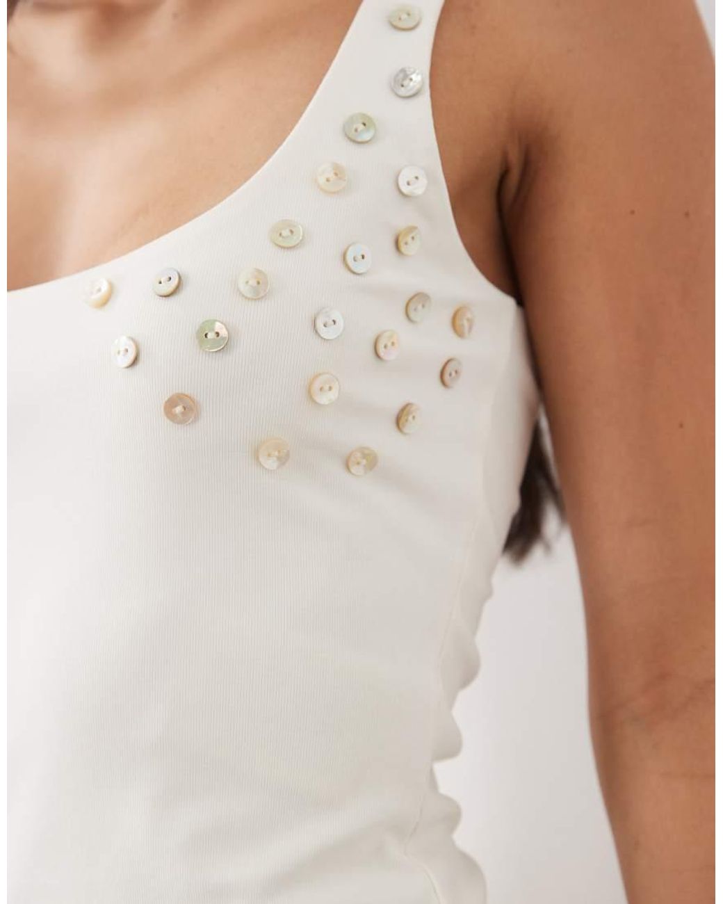 Motel White Gelita Button Square Neck Vest