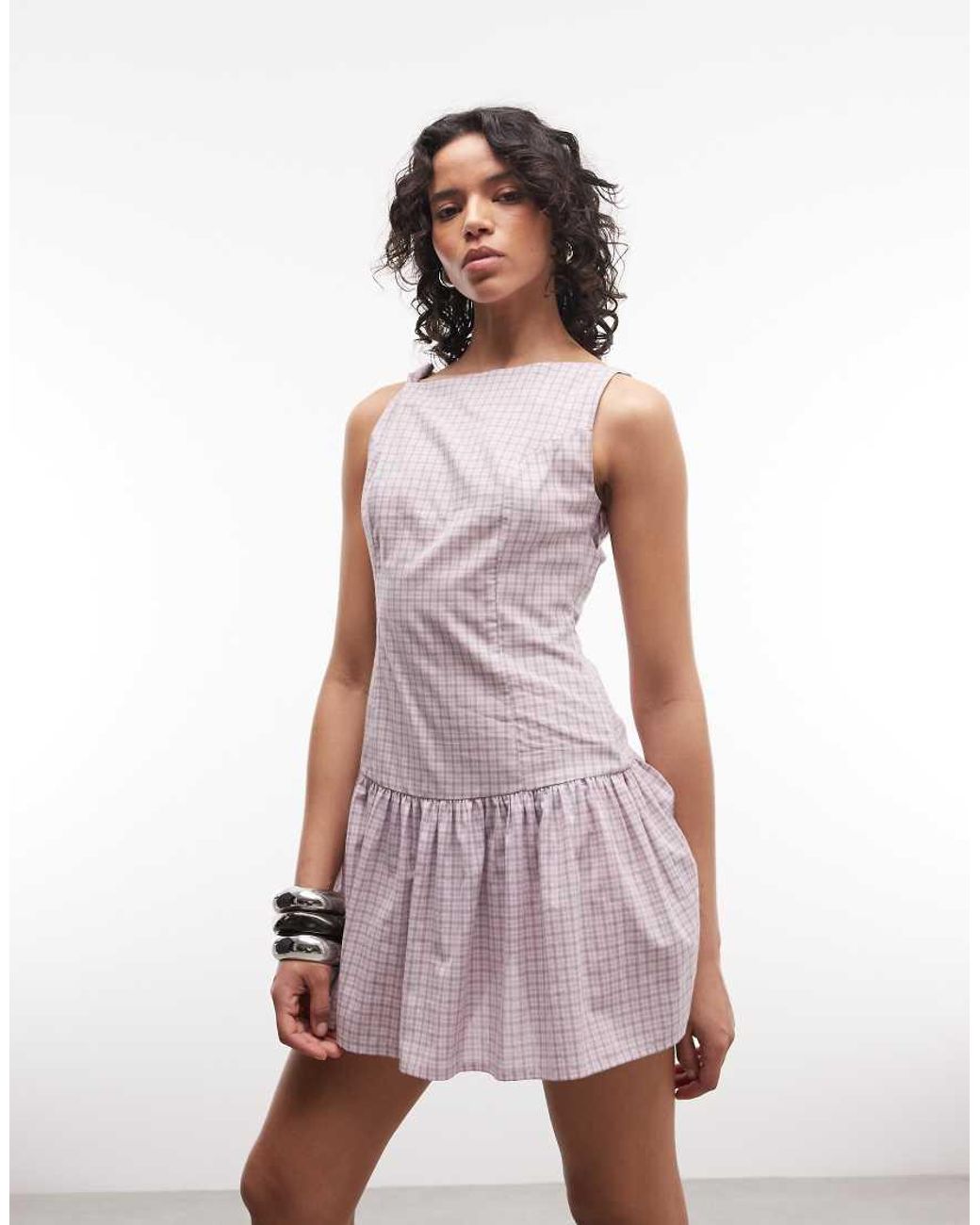 Collusion Purple High Neck Smock Mini Dress