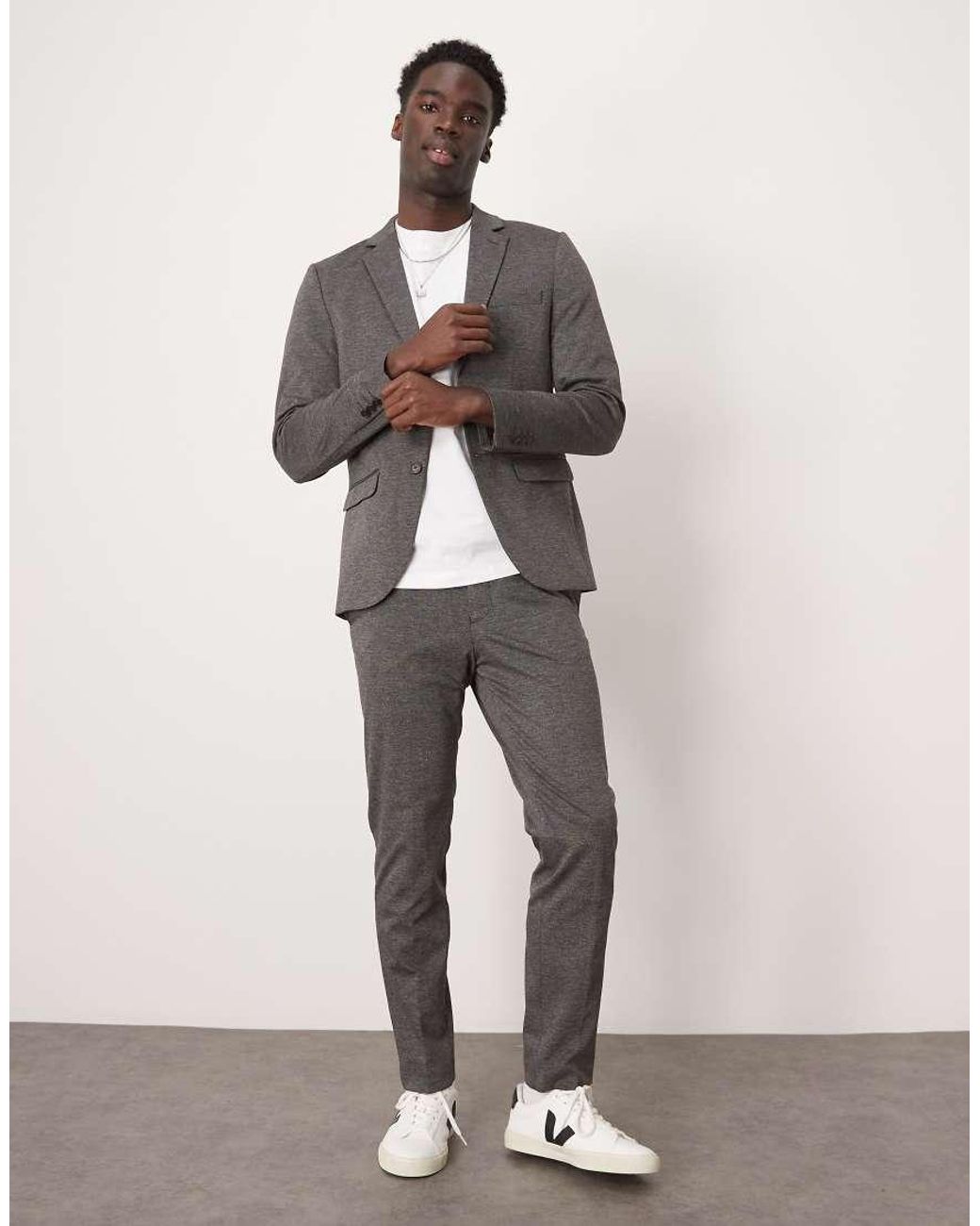 SELECTED Gray Noah Slim Fit Jersey Trousers for men