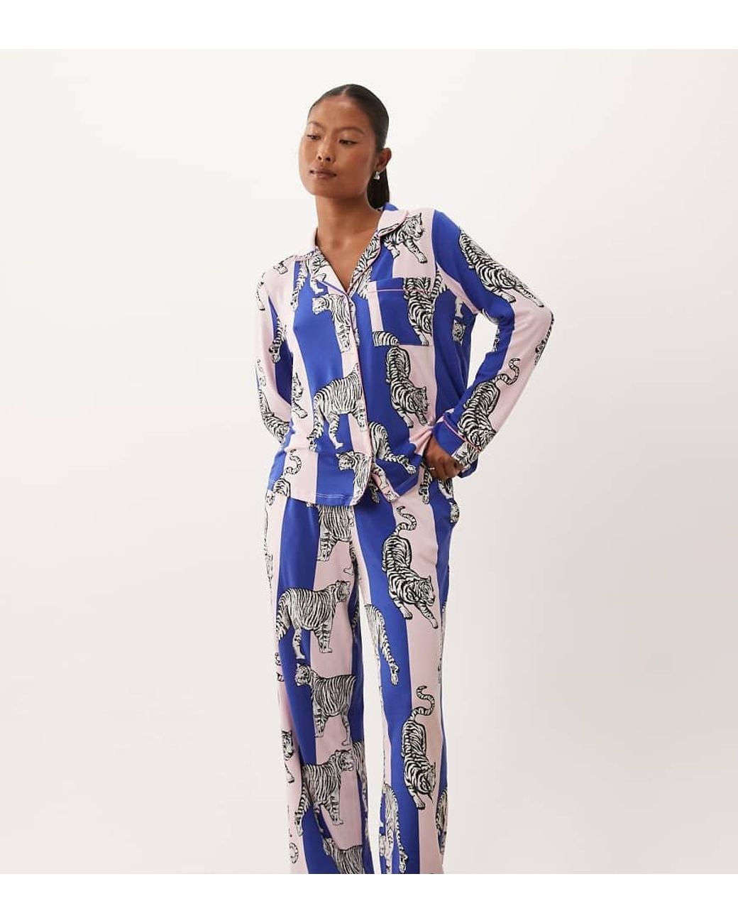 Chelsea Peers Blue Super Soft Button-up Pyjama Set