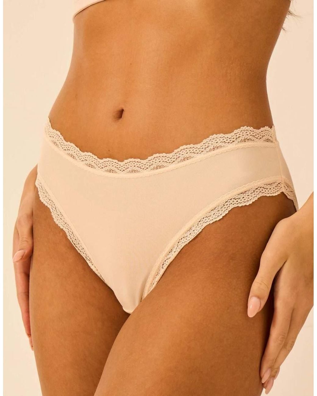 Stripe & Stare Natural Mid Rise High Leg Knicker Four Pack