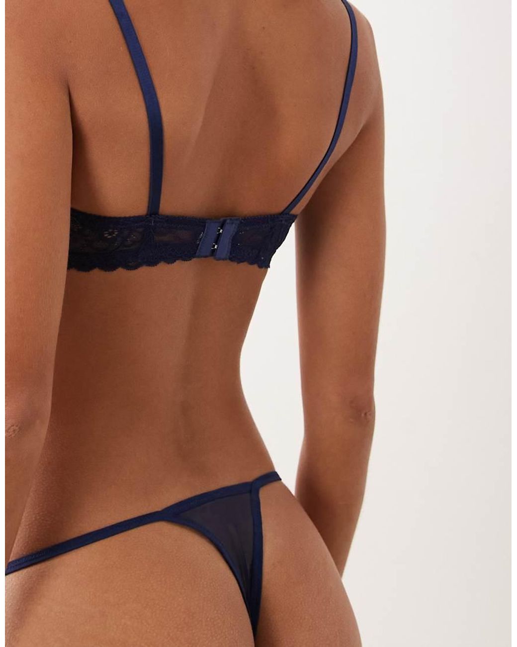 KAT THE LABEL Blue Rosie Lace Thong