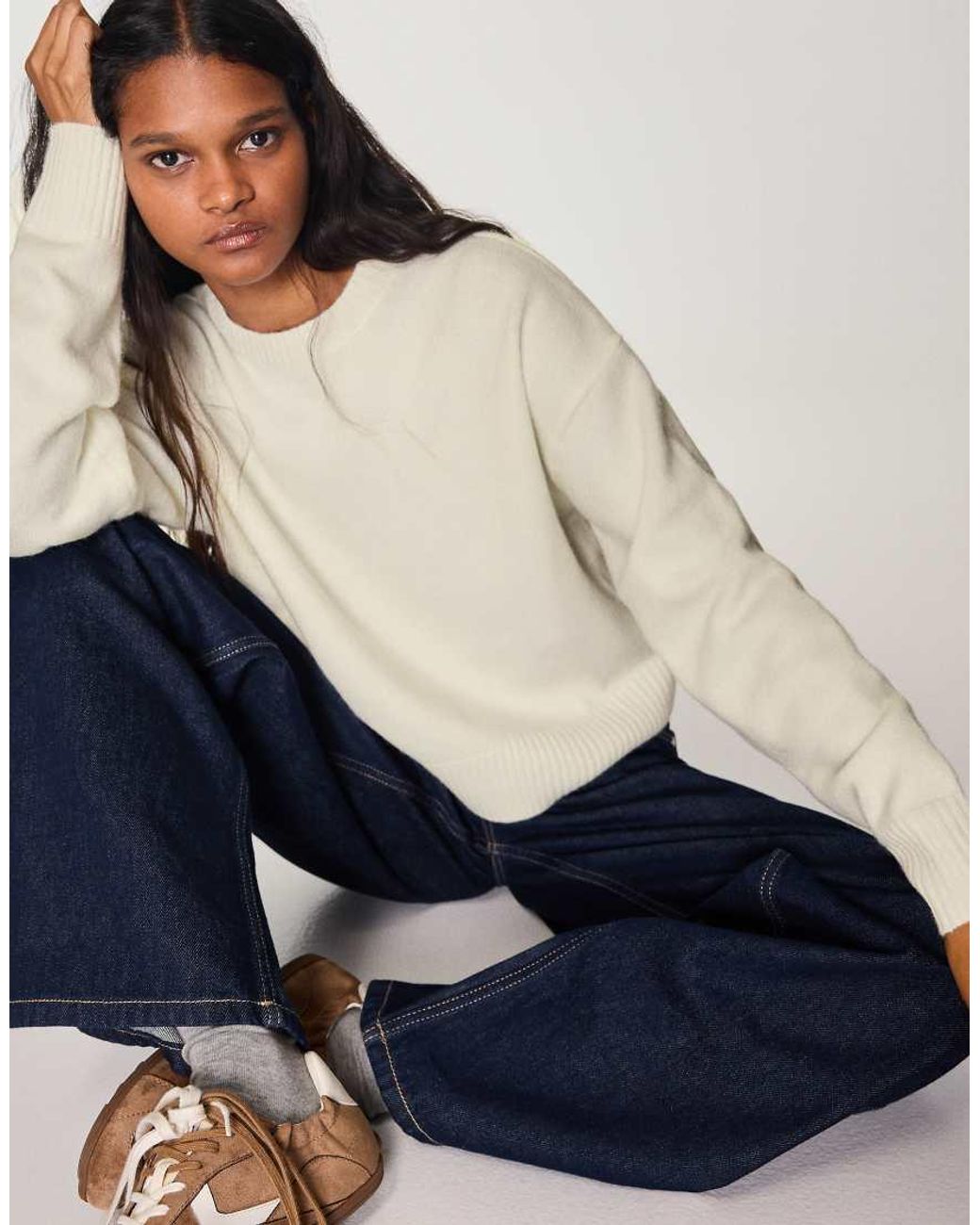 Bershka Natural Round Neck Jumper