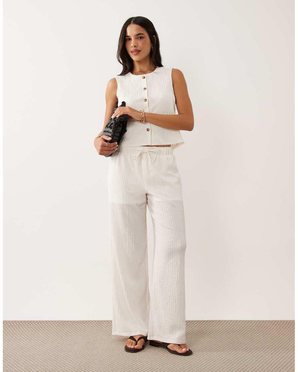 Jdy Natural Textured Waistcoat Co-ord