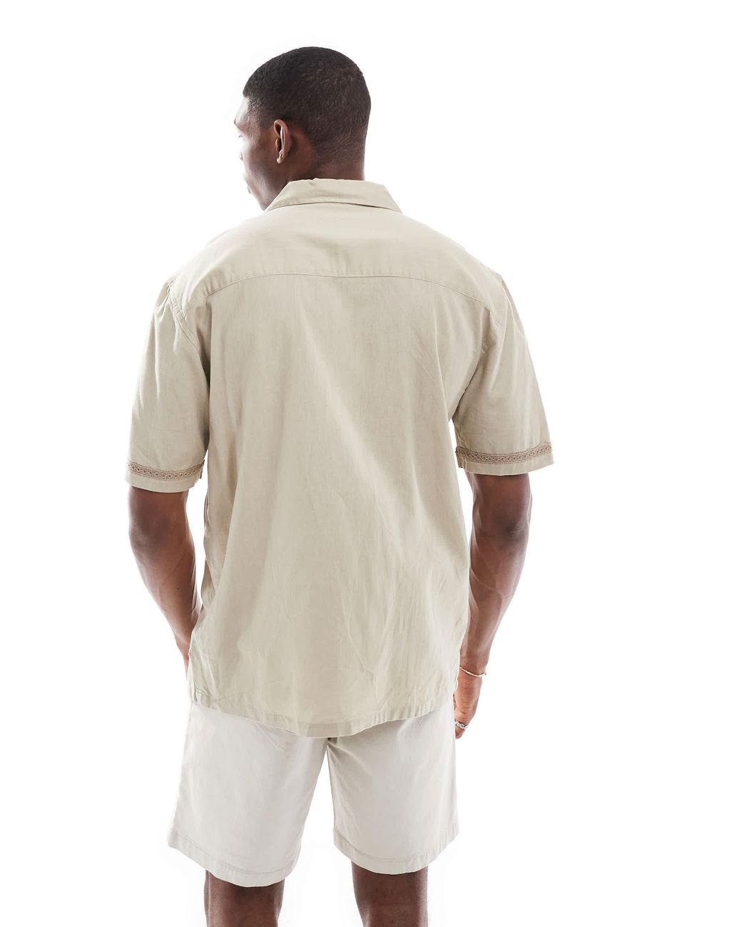Threadbare – kurzärmliges baumwoll-hemd in Natural für Herren