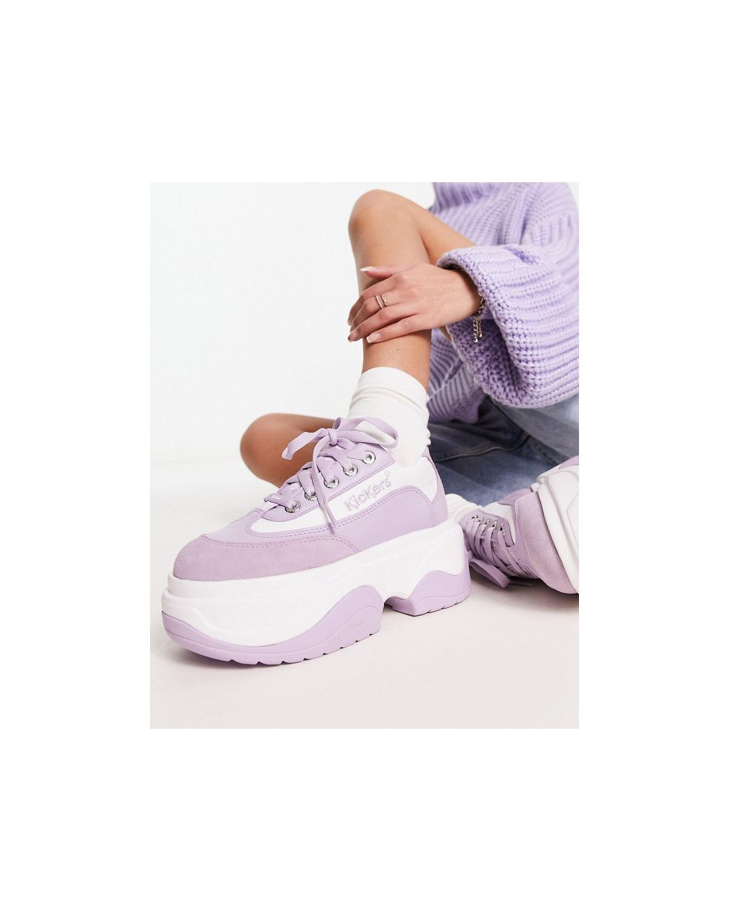 Kickers Kade Lo Platform Trainers in White | Lyst Australia