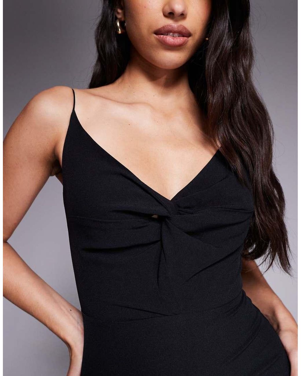 Vesper Black Fishtail Strappy Maxi Dress