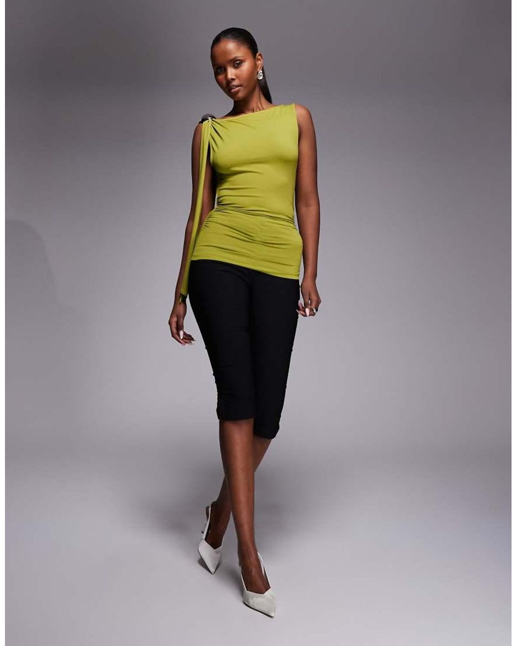 ASOS Green Scarf Top With Hardware Trim