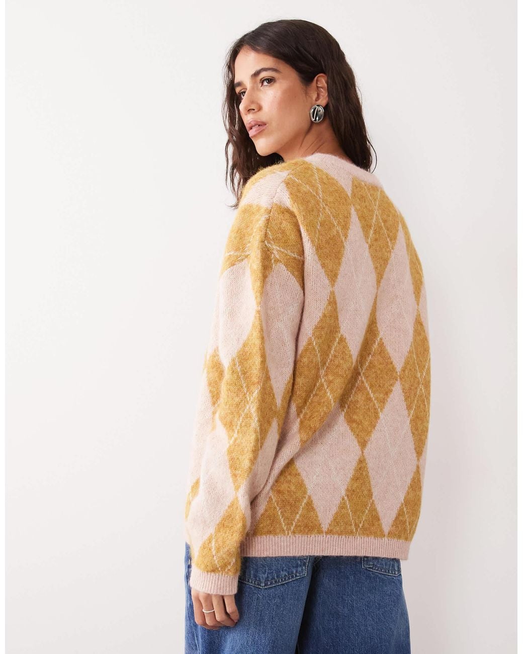 New Look Blue Argyle-strickpullover