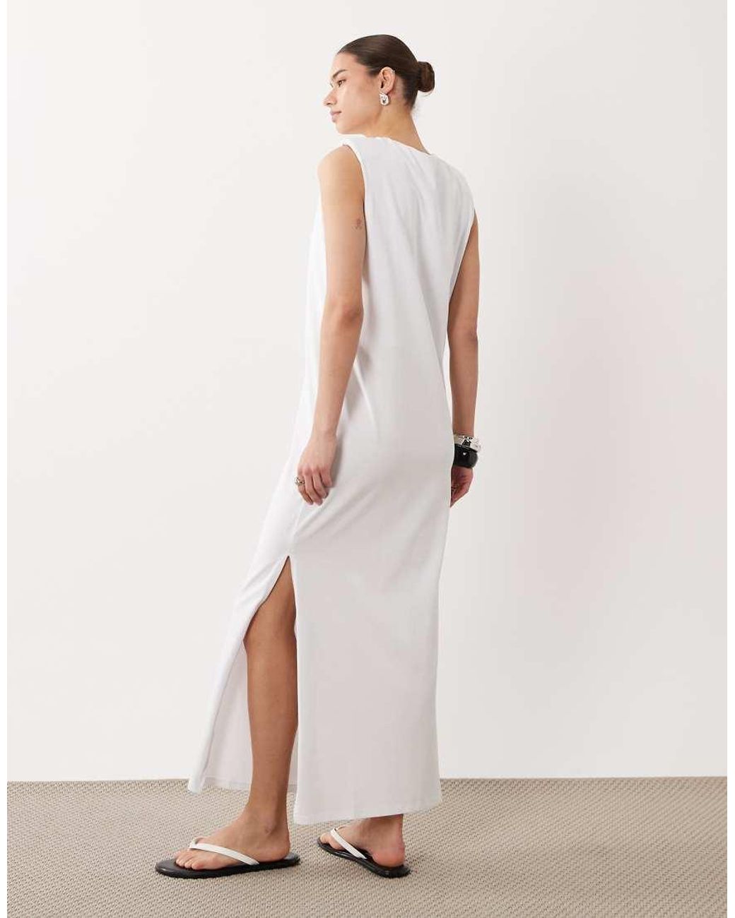 ASOS Natural Shoulder Pad T-Shirt Midi Dress