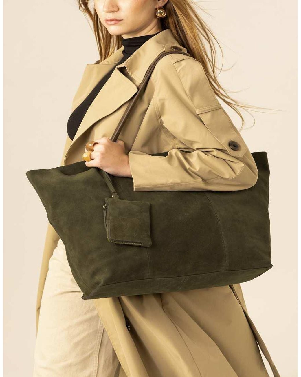OFF THE HOOK Green Lauryn Shopper Suede Tote Bag