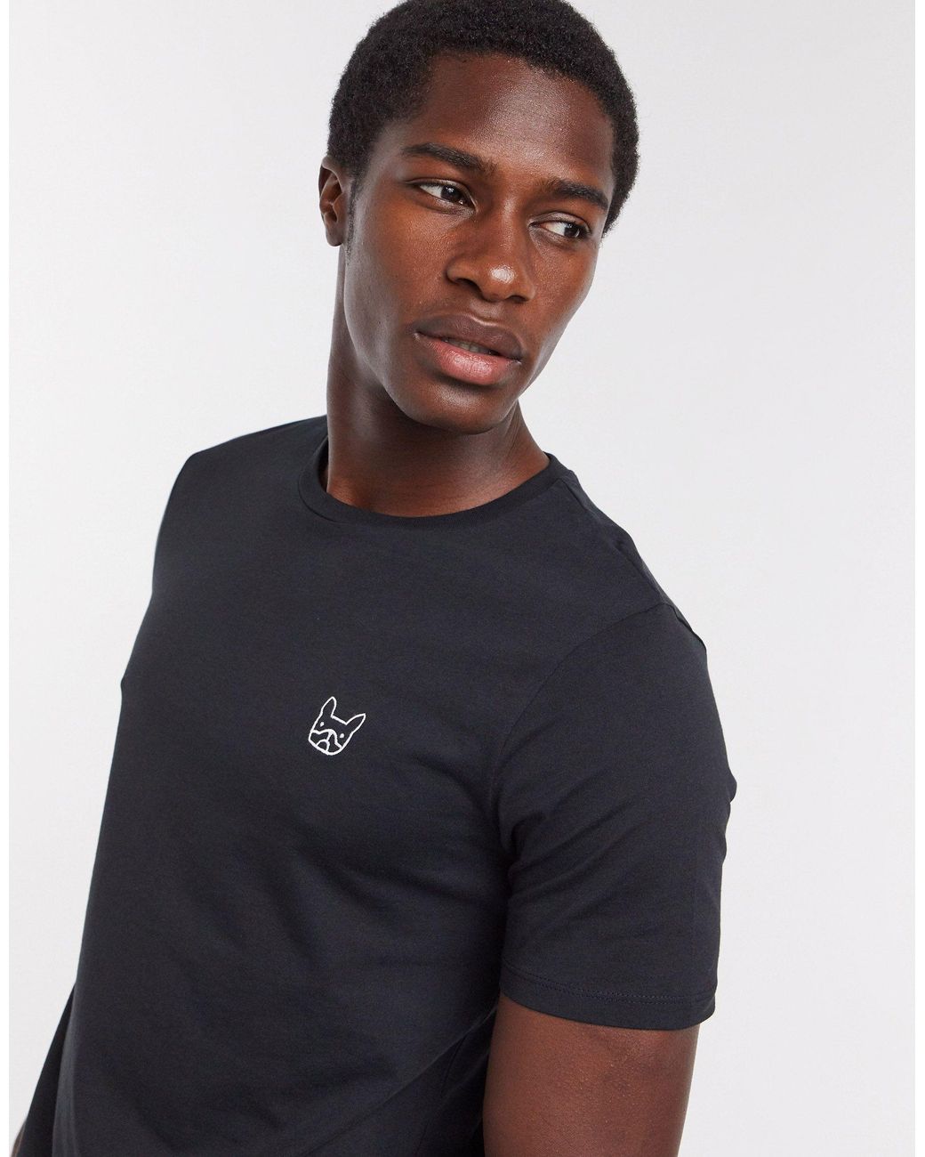 Jack & Jones Essentials Slim Fit Dog Logo Organic Cotton T-shirt in Black  for Men | Lyst