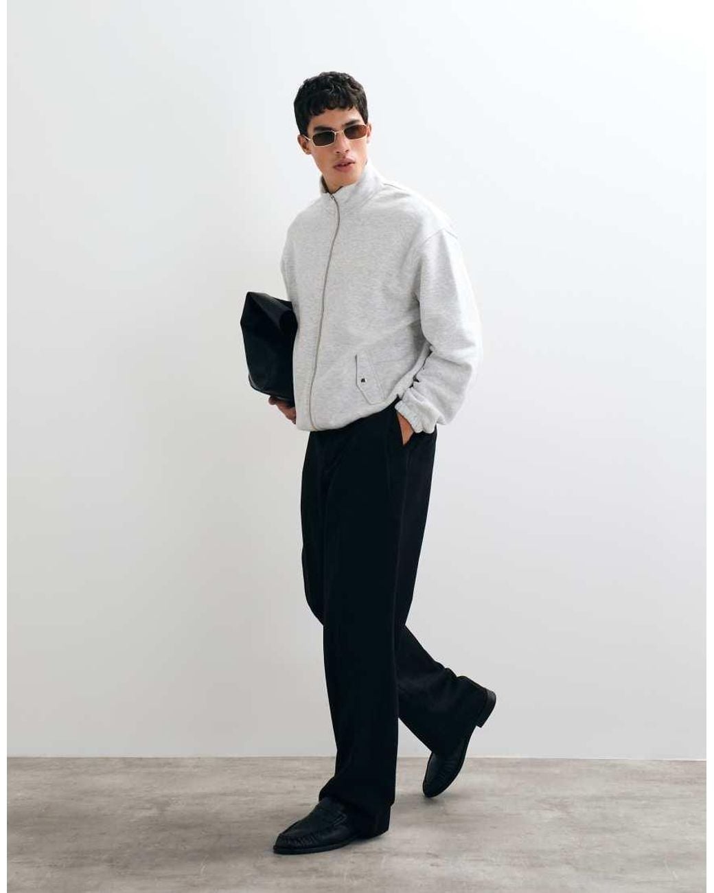 ASOS Gray Oversized Track Jacket W/ Embro & Cinched Hem for men