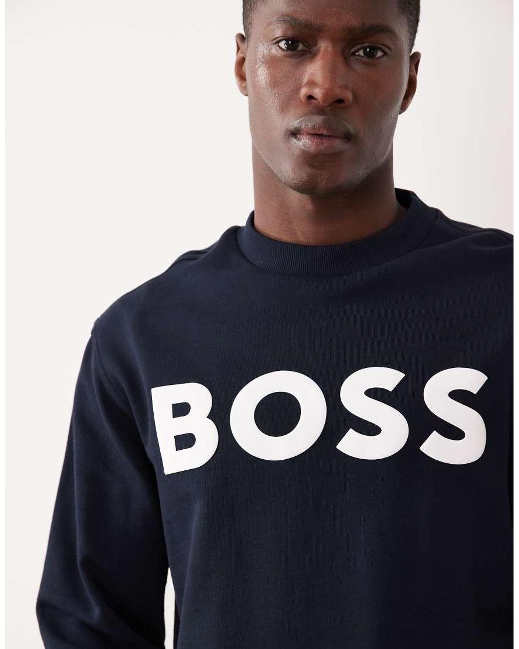 Boss Blue Hugo Boss Relaxed Sweatshirt With Logo Print for men