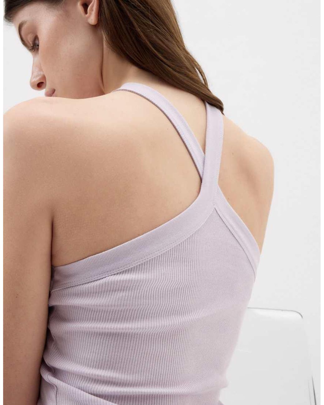 Intimissimi Purple Ribbed Superior Cotton Crossover Cami