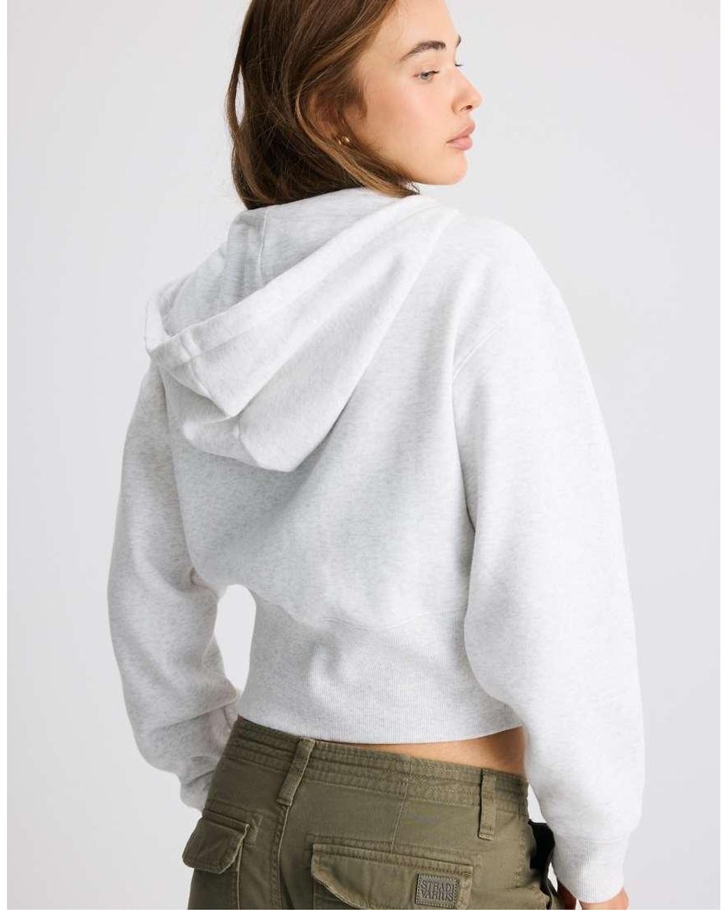 Stradivarius Green Zip-up Hooded Sweatshirt