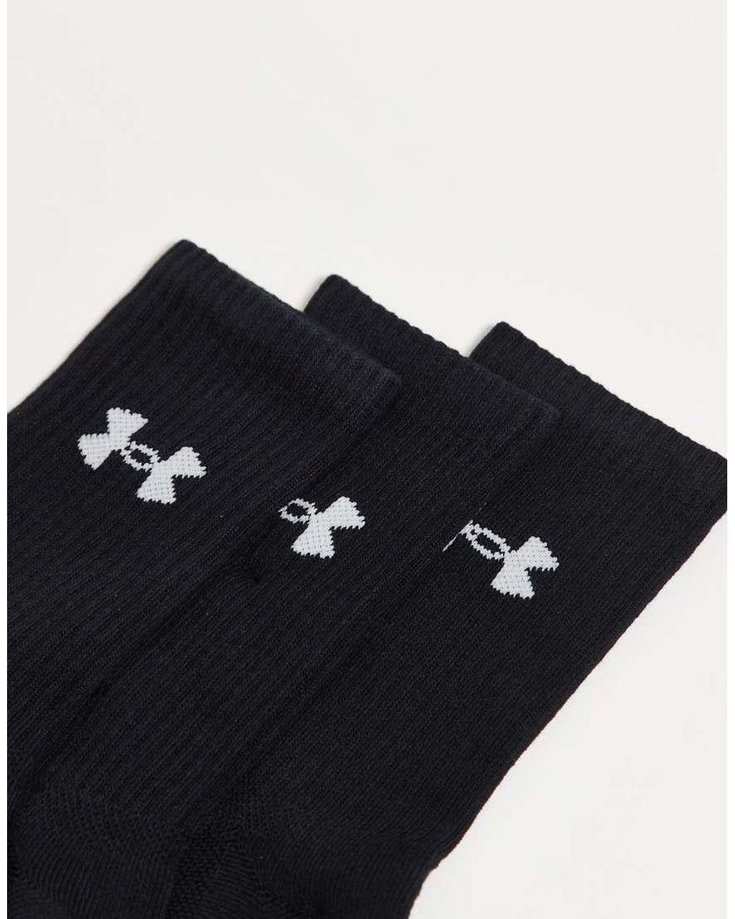 Under Armour Black Performance 3 Pack Crew Socks for men