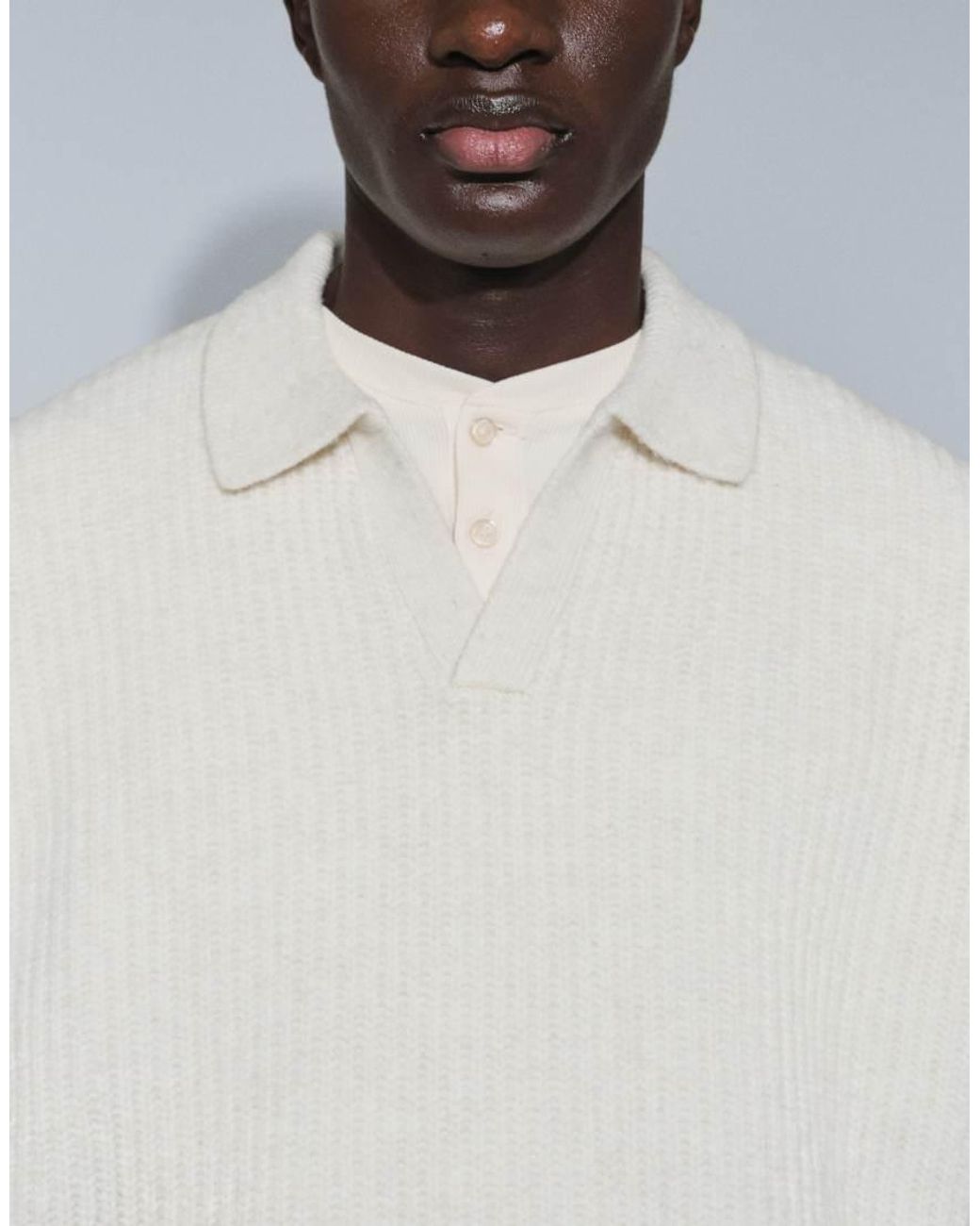 ASOS White Super Oversized Knitted Wool Blend Rib Notch Neck Jumper for men