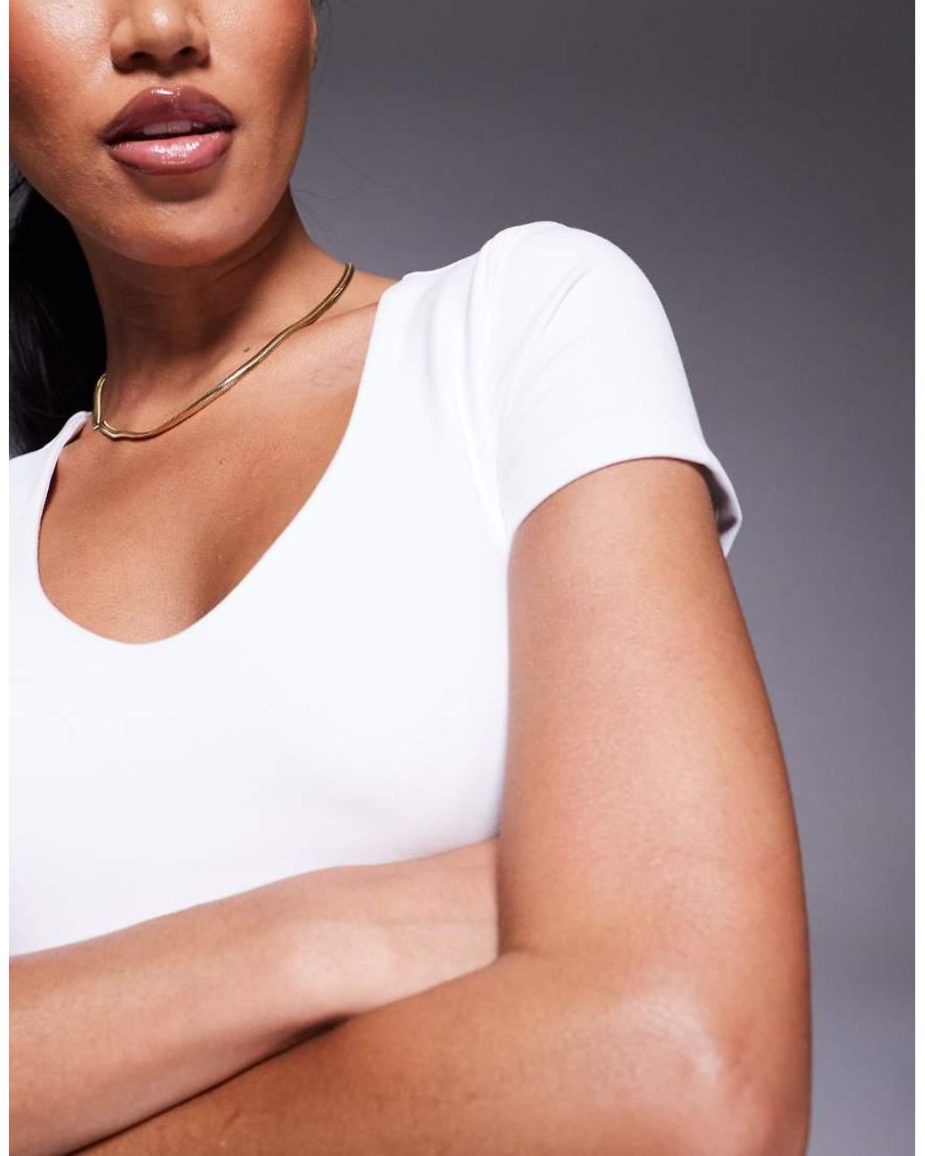 4505 White Icon V Neck Performance Baby T-shirt With Inner Bra