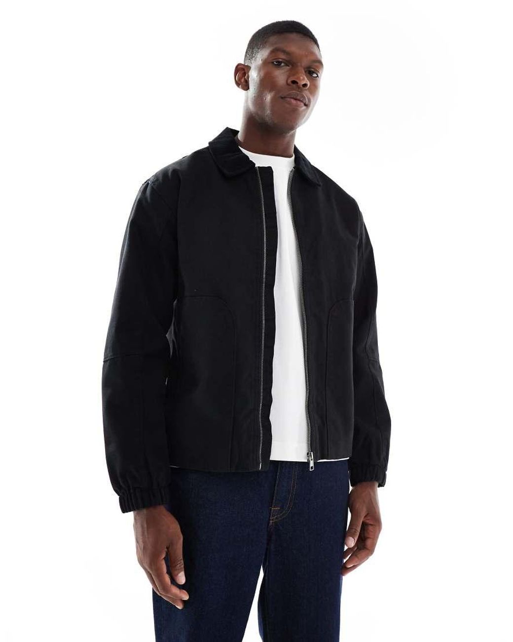 Only & Sons Blue Oversized Heavyweight Barn Jacket Cord Collar for men