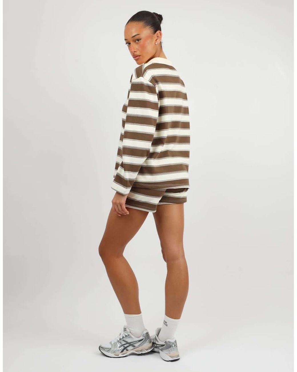 SIMMI Natural X Mia Khan Madrid Stripe Rugby Top