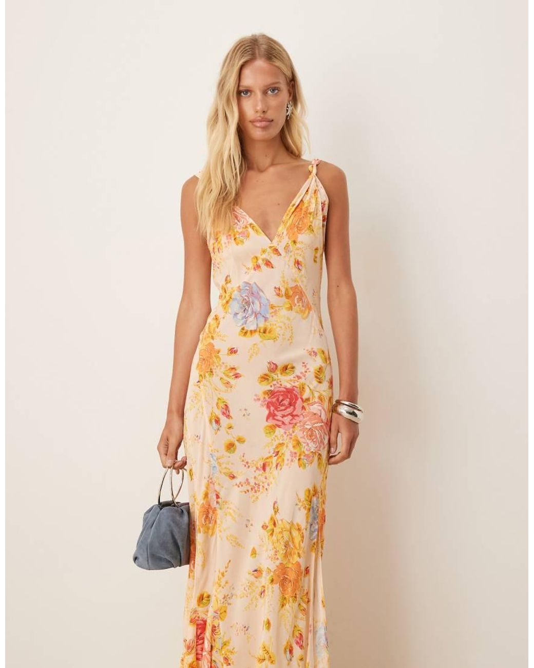 Never Fully Dressed Natural Satin Slip Maxi Dress