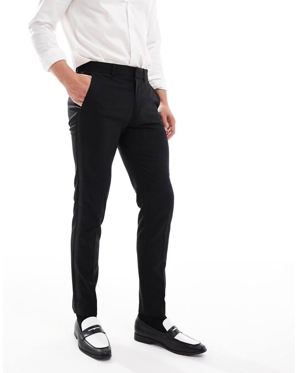 ASOS Gray New Skinny Tuxedo Trousers for men